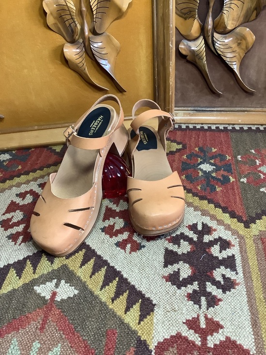 Swedish Hasbeens Shoes - Swedish Hasbeens Baskemolla High Nude Leather Mary Jane Clogs New NWOT Size 39